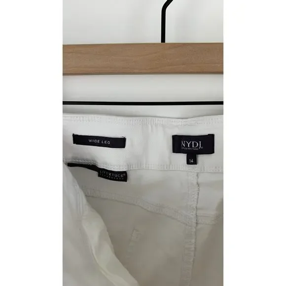 NYDJ Cool Embrace Wide Leg Denim Crop Jeans Optic White Womens Plus Size 14 New